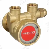 PROCON Rotary Vane Pump: Direct Drive, Brass Body, 3/8" NPT, 100 gph Max. Flow, Carbon Vanes (MPN 102A100F11PA 250). Key specifications — Vane Material: Carbon; NSF 169 Listed: No; Relief Valve Type Included: Standard; Brand: PROCON; Strainer: Not Included; Ports: 3/8" NPT; Relief Valve Type: Standard.