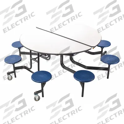 NATIONAL PUBLIC SEATING Cafeteria Stool Table: Gray Nebula, Stool Seat, 29 in Overall Ht - Bi-Fold Cafeteria Tables