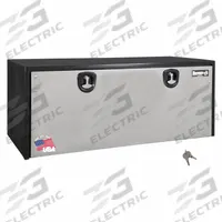BUYERS PRODUCTS Underbody: Underbody Truck Box, Single Drop-Down Door Door, 24 in Overall Dp, Steel (MPN 1704715). Key specifications — Color: Gloss Black/Silver; Brand: BUYERS PRODUCTS; Lock Type: Keyed.