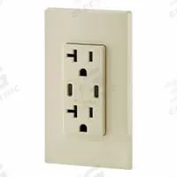 USB Receptacle: Decorator Duplex, 5-20R, USB Type C, Ivory, 125V AC, 20 A (MPN T5835-I). Key specifications — Brand: LEVITON.