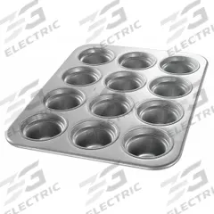 CHICAGO METALLIC Large Crown Muffin Pan: Aluminized Steel, 12 Slots, 13 1/2 in Overall Wd, Silver (MPN 43555). Key specifications — Pan Style: Muffin Pan; Brand: CHICAGO METALLIC; Color: Silver; Material: Aluminized Steel; NSF Certified: No; Number of Slots: 12.