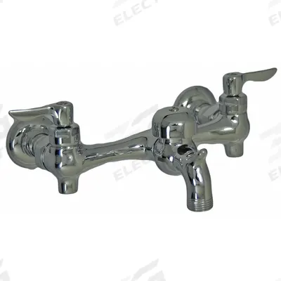 AMERICAN STANDARD Straight Service Sink Faucet: Wall, Centerset, Cast Brass, Chrome - Widespread Utility Faucets