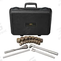 AMPCO Socket Wrench Set: Non-Magnetic/Non-Sparking, 1/4 in Drive Size, 15 Pieces, (13) 6-Point (MPN W-160M). Key specifications — attr1204505: AMPCO; attr1204509: (13) 6-Point; attr1204515: Non-Sparking; attr1206531: 4 mm to 14 mm; attr1206532: 5 in Pear Head Ratchet; attr1227478: 1/4 in.