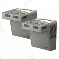 ELKAY Bi-Level Drinking Fountain: On-Wall, 27 in Ht, Front Pushbar/Side Pushbar, 8 gph @ 50°F, Gray (MPN EMABFTL8LC). Key specifications — Housing Color: Gray; Brand: ELKAY; Housing Material: Stainless Steel; Housing Finish: Vinyl Clad; Chilling Capacity: 8 gph @ 50°F.