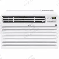 LG Through-the-Wall Air Conditioner: 400 sq ft – 450 sq ft, 208/230V AC, 10,000 BtuH, 6-20P, Fixed (MPN LT1033HNR). Key specifications — Brand: LG; Voltage: 208/230V AC; CEER Rating: 10.7; NEMA Plug Configuration: 6-20P; Special Features_Broad: Remote Control.