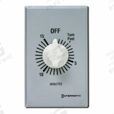 INTERMATIC Spring-Wound Timer: 15 min Max, DPST, 277V AC, Wall Plate Included - Spring-Wound Mechanical Timers with Wall Plates