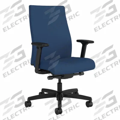 HON Office Chair: Ignition 2.0, Ht/Left/Right Slide, Blue, Vinyl Material - Adjustable-Arm Office Chairs