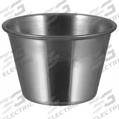 ITI Sauce Cup: 1.5 oz Capacity, Stainless Steel, Silver (MPN ISFS-I-A15). Key specifications — Microwaveable: No; Oven Safe: No; Brand: ITI; Material: Stainless Steel; Color: Silver; NSF Certified: No; Dishwasher Safe: No.