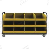 APPROVED VENDOR Bin Cart: 1,800 lb, 12 Bins/Tubs, 0 Shelves, Gray, Yellow, 2 Usable Sides (MPN TBR-187847-12B-5PU-95). Key specifications — Color: Gray; Caster/Wheel Configuration: (2) Rigid; Bin Color: Yellow; Brand: APPROVED VENDOR.