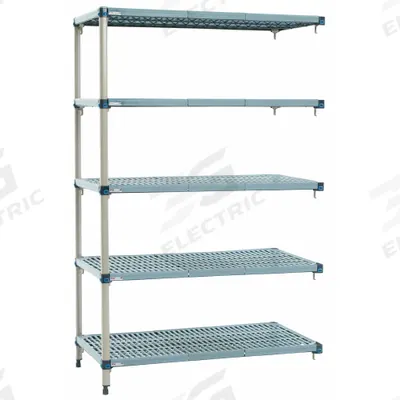 METRO Shelf Plastic Industrial Shelving (5): 24 in x 60 in, 74 in Overall Ht - Quick-Adjust Antimicrobial Stationary Plastic Shelving
