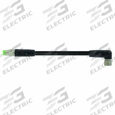 MURRELEKTRONIK Cordset: M8 Male Straight X M12 Female Right Angle, PUR, Black - M12 x M8 Cordsets with PUR Jacket for Twisting Applications