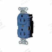 HUBBELL Receptacle: Duplex, 5-20, Blue, 125V AC, 20 A, 2 Pole / 3 Wire (MPN 5362STBL)