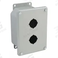 HOFFMAN Push Button Enclosure: 30mm, 2 Holes, Carbon Steel, NEMA 4 (MPN ED2PB). Key specifications — attr211299: HOFFMAN; attr1043605: Washdown-Corrosion-Resistant.
