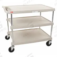 Laboratory Utility Cart: 31 1/2 in Overall Lg, 18 3/8 in Overall Wd, 35 1/2 in Overall Ht, Polymer (MPN GRMY1627-34G). Key specifications — Brand: INSTOCK; Product Type: Lab Cart; Includes: (3) Shelves; Cart Material: Polymer.