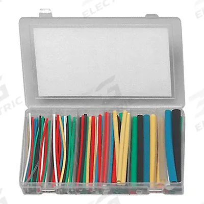 PANDUIT Heat Shrink Tubing Kit: 126 Pieces, 1/2 in/1/4 in/1/8 in/3/16 in/3/32 in/3/8 in - Heat Shrink Tubing Assortment Kits