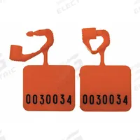 ELC SECURITY PRODUCTS Padlock Seals: Orange, Plastic, 8 lb Breaking Strength, 5 mm Lock Wd, 250 PK (MPN 092H01PPOR). Key specifications — Brand: ELC SECURITY PRODUCTS; Marking Color: Black; Marking Included: Numbers; Marking Numbering: Random; Lock Material: Plastic.