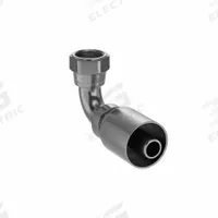 PARKER Hydraulic Crimp Fitting: Steel x Steel, 90° Elbow, -8 For Hose Dash Size, Female x Genderless (MPN 13977-10-10). Key specifications — Fitting Gender: Female x Genderless; Fitting Connection Type: JIC x Crimp; Thread Size: 7/8"-14; For Hose Dash Size: -8; Brand: PARKER.