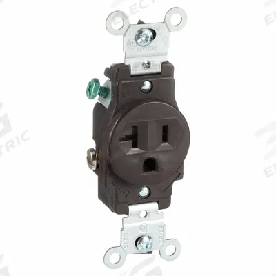 LEVITON Receptacle: Single, 5-20, Brown, 125V AC, 20 A, 2 Pole / 3 Wire (MPN 5801) - General Purpose Receptacles