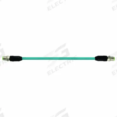 MURRELEKTRONIK Cordset: Cat6, M12 Male Straight x M12 Male Straight, 5 m Lg, TPE, Turquoise - M12 Connector to M12 Connector Cordsets