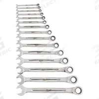 MILWAUKEE Combination Wrench Set: Alloy Steel, Chrome, 15 Tools, 1/4 in to 1 in Range of Head Sizes (MPN 48-22-9416). Key specifications — attr309581: Chrome; attr309580: Alloy Steel; attr309571: No; attr309583: No; attr309587: Yes; attr324931: MILWAUKEE; attr309569: 1/4 in to 1 in; attr309572: Tray.