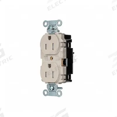 HUBBELL Receptacle: Duplex, 5-15, Light Almond, 125V AC, 15 A, 2 Pole / 3 Wire (MPN 5262STLATR) - General Purpose Receptacles