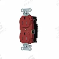 HUBBELL Receptacle: Duplex, 5-15, Red, 125V AC, 15 A, 2 Pole / 3 Wire (MPN BR15STRTR)