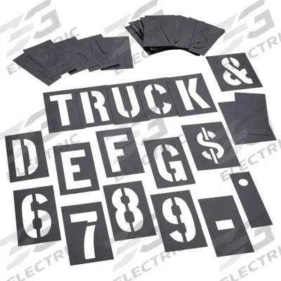 C.H. HANSON Stencil Set: 0 to 9/Ampersand (&)/A to Z/Dash (-)/Dollar Sign ($)/Period (.) - Plastic Interlocking Stencil Sets