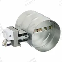 Remote Motorzed Balancng Damper,6" dia: 6 in Duct, 6 3/8 in L, Steel, 9V DC, 9V actuator (MPN 48C159). Key specifications — Includes: 9V actuator; Brand: DAYTON; Maximum Air Velocity: 2000 fpm; Mounting Position: Vertical; Nameplate Voltage: 9V DC.