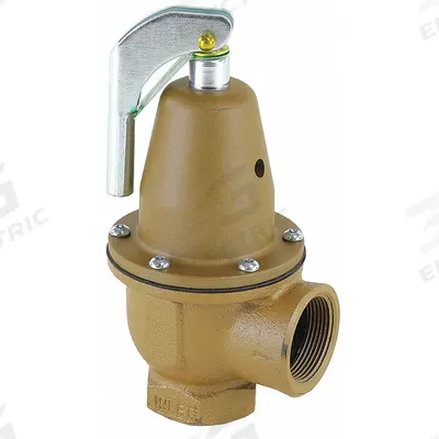 Watts Boiler Pressure Relief Valve: FNPTF x FNPTF, 1 1/4 in x 1 1/2 in, Iron - ASME Section XIII Hot Water Pressure Relief Valves