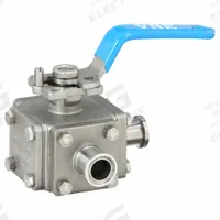 VNE Manual Three-Way Ball Valve: 1/2 in, 316 Stainless Steel, L Flow, 1,000 psi Max. Pressure (CWP) (MPN EG93CCC-6.5). Key specifications — Brand: VNE; Inlet Connection Entry: Side; Average Surface Roughness (Ra): 20 micron; Handle: Locking Lever.