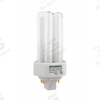 LEDVANCE/ SYLVANIA Compact Fluorescent Bulb: 4-Pin (GX24q-2), T4, Fluorescent, 3000K, 18 W Watt (MPN 20876). Key specifications — Brand: LEDVANCE/ SYLVANIA; Bulb Designation: CF18DT/E/IN/830/ECO; Dimmable: Yes; Color Temperature: 3000K.