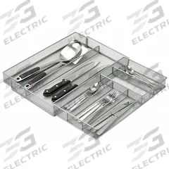 HONEY-CAN-DO Cutlery Tray: 7 Compartments, 16 1/2 in Overall Lg, 11 1/2 in Overall Wd, Steel, Silver (MPN KCH-02163). Key specifications — Color: Silver; Brand: HONEY-CAN-DO; Material: Steel.