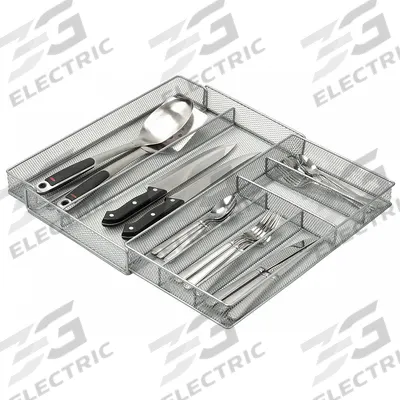 HONEY-CAN-DO Cutlery Tray: 7 Compartments, 16 1/2 in Overall Lg, 11 1/2 in Overall Wd - Drawer Organizers