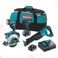 MAKITA Cordless Tool Combination Kit: 4 Tools, 18 V DC Volt, Battery Included, LXT®, LXT®, DC18RC (MPN XT442). Key specifications — attr1176460: Hammer Drill.