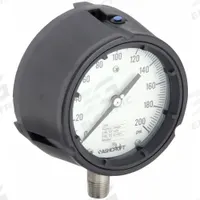 ASHCROFT Process Pressure Gauge: 0 psi to 200 psi, White, 4 1/2 in Dial, 1/2 in NPT Male, Bottom (MPN 451259SD04L200#). Key specifications — Brand: ASHCROFT; Pointer Color: Black; Accuracy: ±0.5%; Dial Color: White; Gauge Wetted Parts: Stainless Steel; Case Material: PBT; Vibration Resistance Properties: None; Pressure Range: 0 psi to 200 psi.