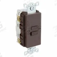 GFCI Receptacle: Brown, 125V AC, 20 A, Auto Reset Type, 2 Pole, 3 Wire (MPN GFBFST20). Key specifications — Brand: HUBBELL.