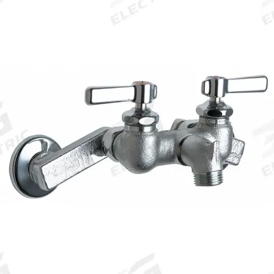 CHICAGO FAUCETS Straight Service Sink Faucet: Wall, Widespread, Cast Brass - Widespread Utility Faucets