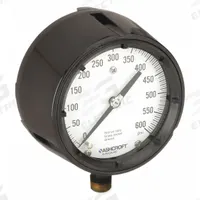 ASHCROFT Process Pressure Gauge: 0 psi to 600 psi, White, 4 1/2 in Dial, 1/2 in NPT Male, Bottom (MPN 451279AS04L600#). Key specifications — Brand: ASHCROFT; Pointer Color: Black; Accuracy: ±0.5%; Dial Color: White; Gauge Wetted Parts: Brass / Bronze; Case Material: Phenolic; Vibration Resistance Properties: None; Pressure Range: 0 psi to 600 psi.