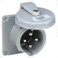 HUBBELL Pin and Sleeve Inlet: Yellow, 125/250V AC, Single Phase, 100 A, 3 Pole, 4 Wire (MPN M4100B12R). Key specifications — Brand: HUBBELL.