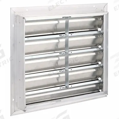 Dayton 21"H-W 5 1/4"L Aluminum Backdraft Damper: For 18 in Fan, Single Panel, 21 in H - Wall-Mount Backdraft Dampers