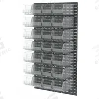 AKRO-MILS Louvered Panel: 61 in x 36 in x 8 3/4 in, 1 Sides, 24 Bins, Gray (MPN 30161240SC). Key specifications — Bin Style: Hang and Stack; Color: Gray; Bin Color: Clear; Finish: Powder Coated; Brand: AKRO-MILS.