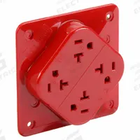 HUBBELL Receptacle: Hospital Grade Fed. Spec., Quad, 5-20R, Red, 125V AC, 20 A, 2 Pole / 3 Wire (MPN HBL420HR)
