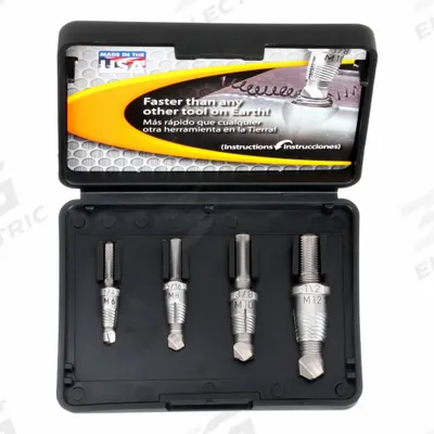 ALDEN Screw Extractor Set: 4 Pc, Single End Extractor Bit - Single-Ended Extractor/Drill Bit Sets