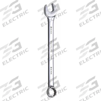 WESTWARD Combination Wrench: Alloy Steel, Chrome, 24 mm Head Size, 12 1/4 in Overall Lg - Metric 12-Point Combination Wrenches