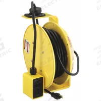 KH INDUSTRIES Extension Cord Reel: Ratchet Lock, 50 ft Cord Lg, 12 AWG, SJOW, 5-20R Cord Lg, 5-20P (MPN RTBB3L-WDD520-J12K). Key specifications — Retractable Cord Ending NEMA Configuration: 5-20R; Feeder Cord Ending NEMA Configuration: 5-20P; Brand: KH INDUSTRIES.