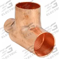 NIBCO Sweat Fitting Tee: 3 in CTS x 3/4 in CTS x 3 in CTS, Cup x Cup x Cup, Wrot Copper (MPN 611RR 3X3/4X3)