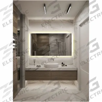 KETCHAM Bathroom Mirror: Rectangular, Glass, 36 in Overall Ht, 60 in Overall Wd - Lighted Vanity Bathroom Mirrors