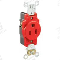 LEVITON Receptacle: Single, 5-15, Red, 125V AC, 15 A, 2 Pole / 3 Wire (MPN 5261-R)