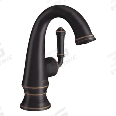 AMERICAN STANDARD Mid Arc Bathroom Faucet: Delancey, Brass, Legacy Bronze Finish - Single-Post Handle Bathroom Faucets