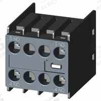 SIEMENS Auxiliary Contact Block: 2NO, Front Mount, Front-Mounted (MPN 3RH29111NF20). Key specifications — Frame Size: S3; Brand: SIEMENS; Compatible with Series: SIRIUS 3RT2 Contactors.
